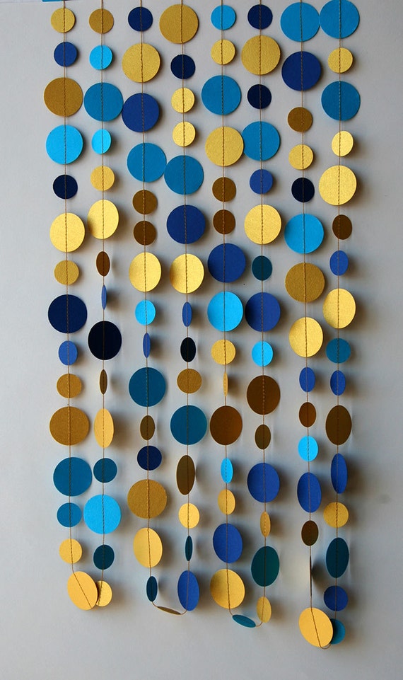 Royal blue wedding decor, Gold garland, Wedding decorations, Wedding garland, Bridal shower decor, Paper garland, PKCG-5201 Il_570xn