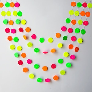Luau Party decorations, Neon decorations, Hawaiian party, Birthday party decor, Pink orange yellow green garland, Neon Garland, KNEC-101AN image 2