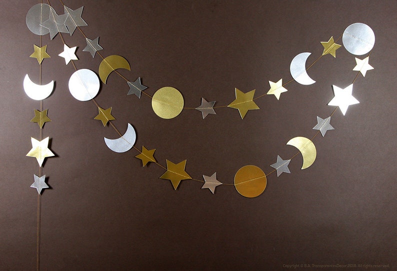 Love you to the Moon and back gift idea, Moons and Stars Garland Wall decor Gift, Twinkle Twinkle Little Star Nursery gift, Christmas Gift image 1