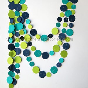 Blue Green and Teal paper garland, Boys Birthday Decoration, One Birthday, First Birthday Party, Nursery Decor, Boys Birthday Party, KC-1233 image 2