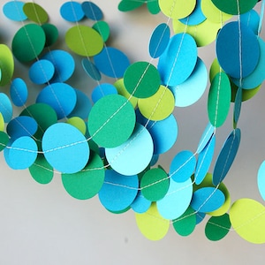 Blue & Green Garland, Spring garland, Birthday Garland, Baby Shower garland, Paper garland,Nursery Decor, Wedding Decorations, KC-1203 image 3