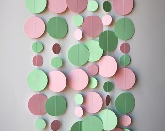 Baby shower decor, Baby shower party, Baby shower decor, Pink mint garland, Paper garland, Sprinkle shower, First Birthday party, KC-1097