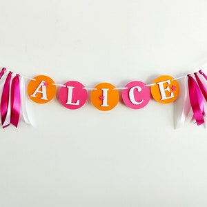 Orange Pink and White Graduation Banner Party Decorations, Custom Name Congrats Banner, Personalizable Class of 2024 Graduation image 5