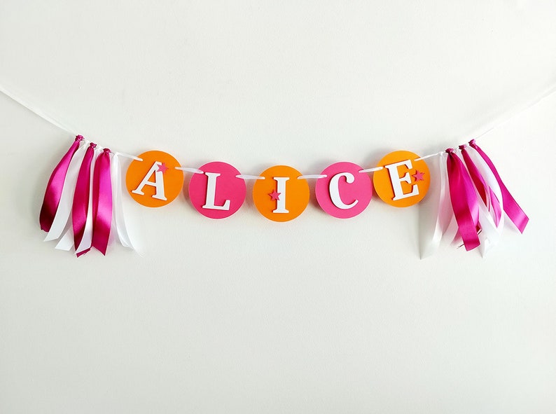 Orange Pink and White Graduation Banner Party Decorations, Custom Name Congrats Banner, Personalizable Class of 2024 Graduation image 5