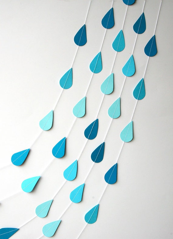 Baby Sprinkle Decorations, Raindrop Garland, Raindrop Nursery Decorations,  Gold Sprinkle Shower Baby Shower Decor, Paper Raindrop Curtain 