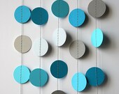 Wedding circle garland, Blue, gray, turquoise garland, Paper garland, Blue Wedding Garland, Bridal shower decor, Blue Nursery,  KC-1055