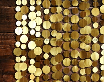 Wedding backdrop for reception - Make your Wedding decoration shine. Gold circles that move and clinking with the breeze.