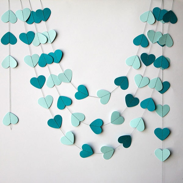 Bridal Bliss Garland: Shower the Bride in Love (Teal & Light Teal Hearts for the Perfect Bridal Shower) G33