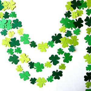 St Patricks Day decorations, Greenery Garland, Shamrocks garland, Clover garland, Leaf garland, Irish party decor, Irish Wedding, KH-5004 image 1