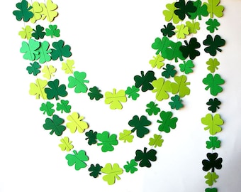 St Patricks Day decorations, Greenery Garland, Shamrocks garland, Clover garland, Leaf garland, Irish party decor, Irish Wedding, KH-5004