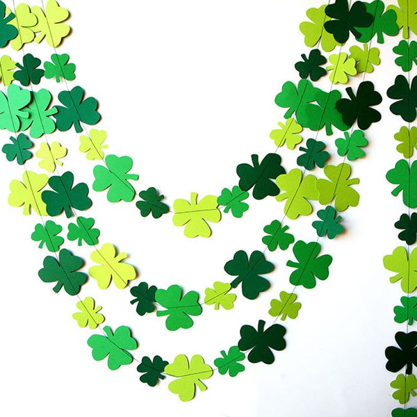 St Patricks Day decorations, Greenery Garland, Shamrocks garland, Clover garland, Leaf garland, Irish party decor, Irish Wedding, KH-5004