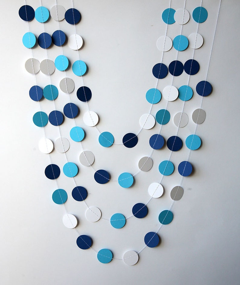 Baby shower decor, Nautical baby shower decor, baby shower garland, baby shower decorations, Blue white garland, KC-1060 image 1