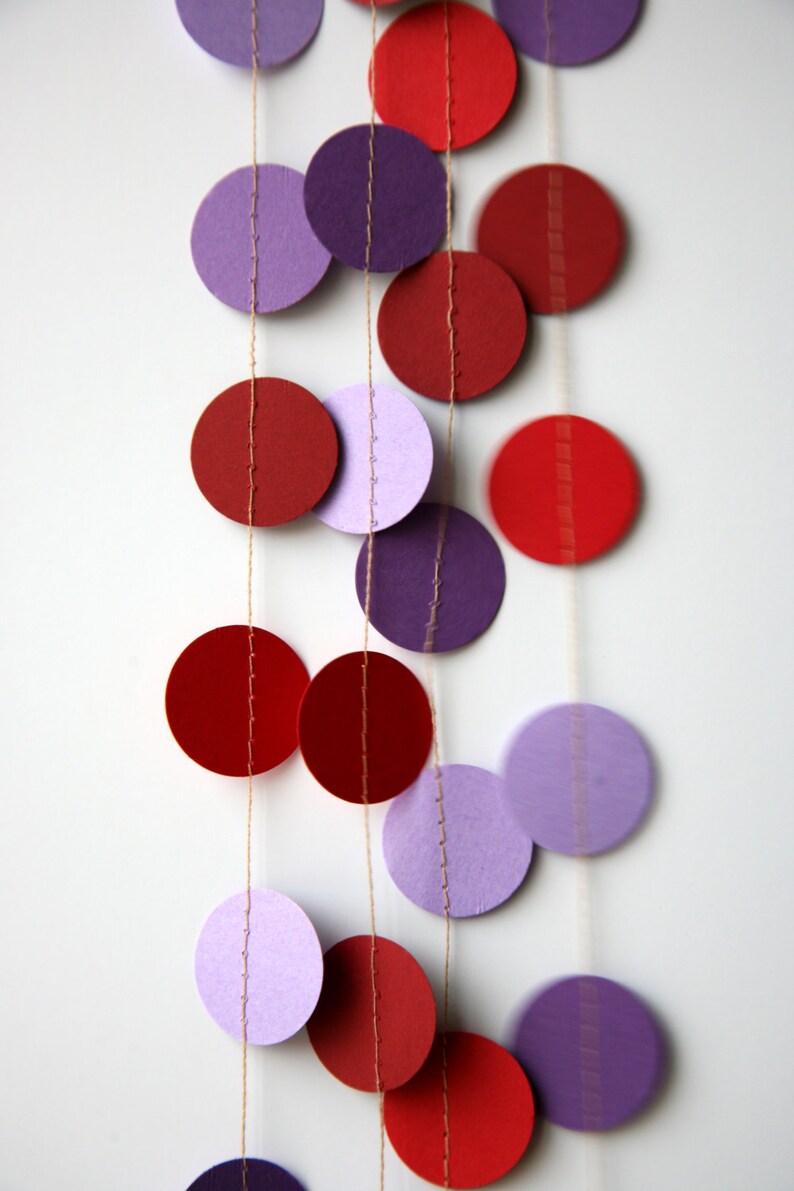 Dots garland Orchid violet purple red garland Nursery decoration Paper garland Birthday Decorations KNMC-114AN Bridal shower