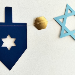 Hanukkah decor, Hanukkah banner, Blue gold Menorah Star of David Dreidel, Chanukah Decoration,  Hanukkah garland, Hanukkah Ornaments