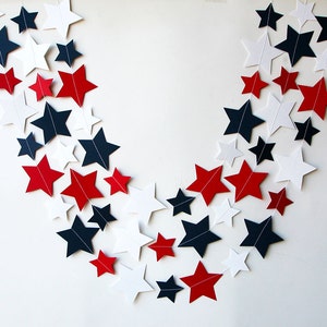 Star garland, 4th of July garland, 4th of July decor, Red white blue, Paper garland, Patriotic decor, 4th of July banner