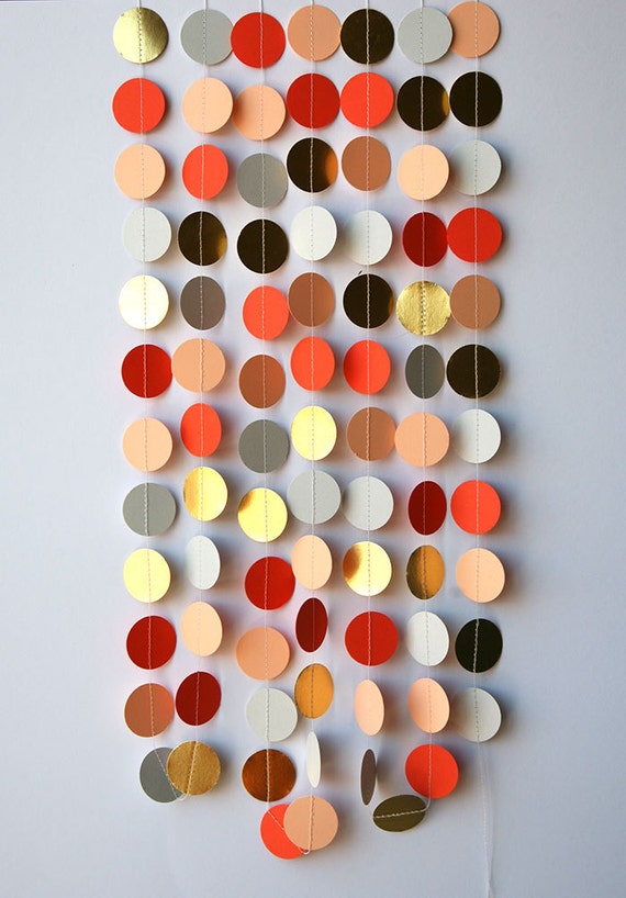 Gold Orange Garland Gold Garland Party Decor Gold Coral Garland Paper Garland Wedding Decoration Christmas Decoration Kmcg 8505