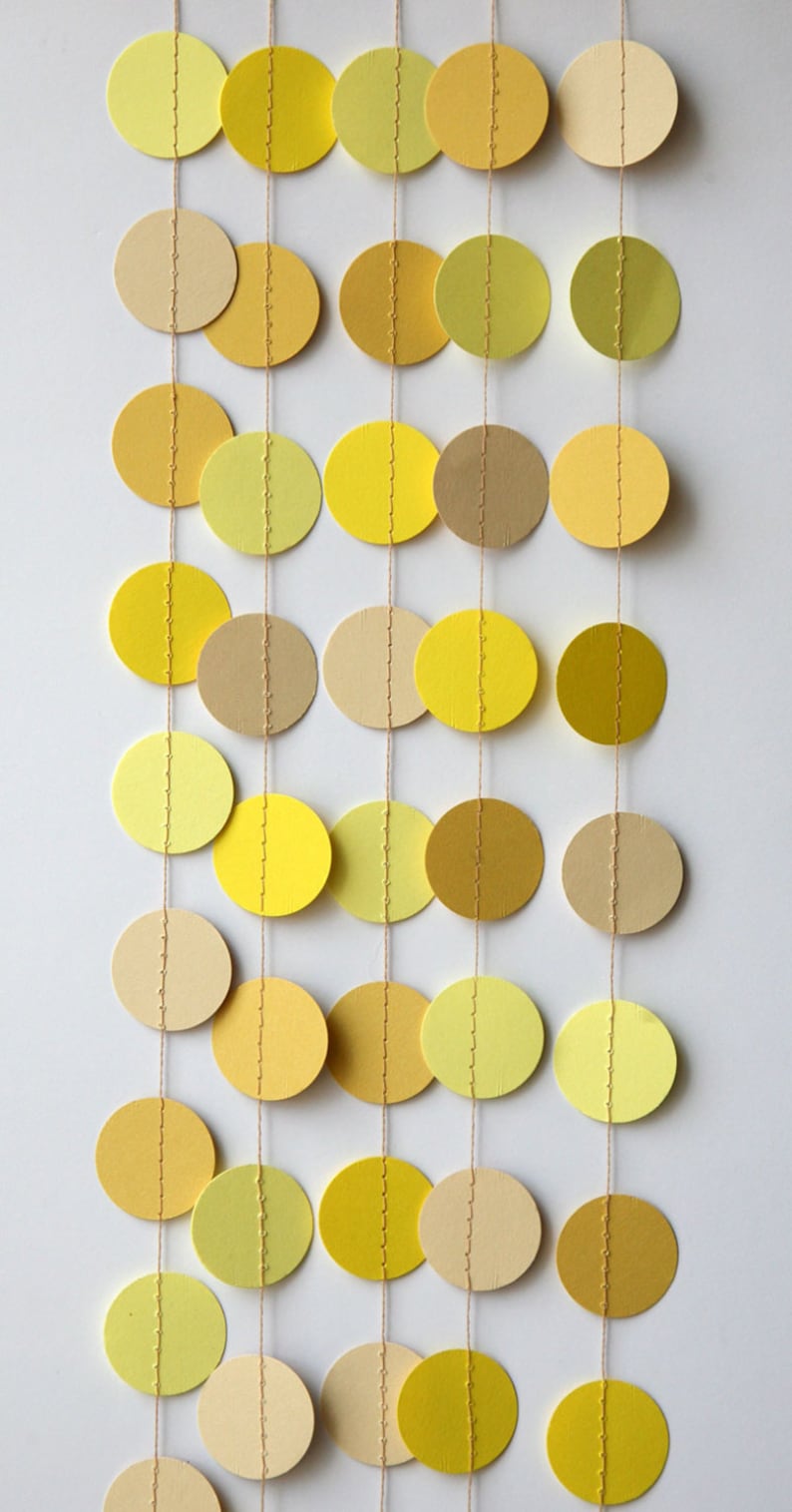 Paper garland Yellow garland Yellow circle garland Ombre Etsy