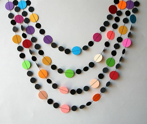 Birthday Paper Garland Decorations, Birthday Party Garland, Adult Birthday Decorations, Black Circle Garland, Halloween Decor KC-1087 Il_570xn