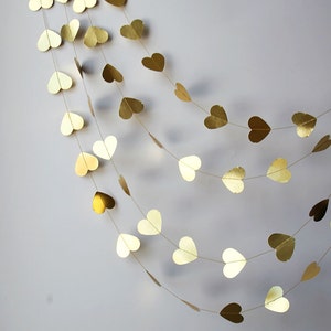 Wedding party garland, Heart garland, Gold wedding garland, Metallic garland,Gold garland, Wedding decor, Bridal shower decor image 3