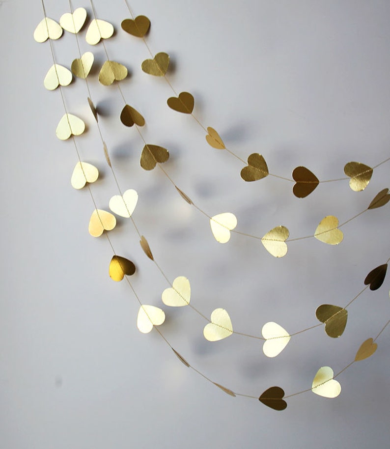 Gold Heart Garland Valentines Day Decor Valentines Garland - Etsy