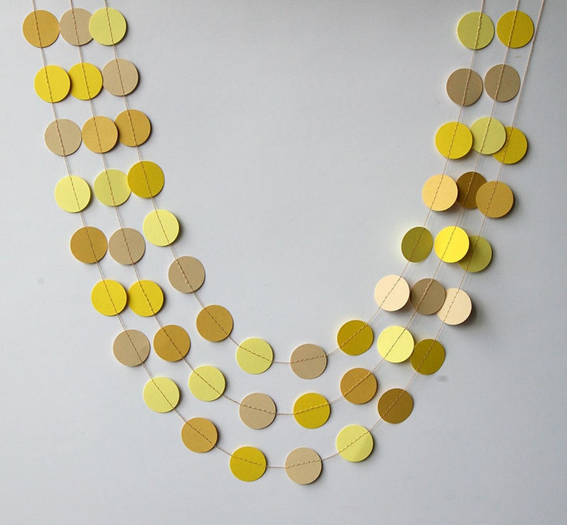 Paper garland Yellow garland Yellow circle garland Ombre Etsy