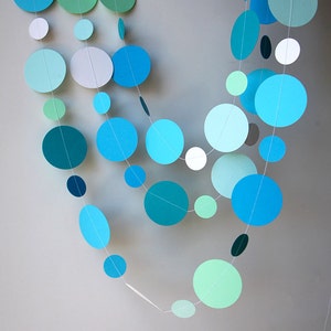 Mermaid party decoration, Mermaid Birthday decorations, Mermaid bubbles garland, Mint, blue, aqua, turquoise, Paper garland, KC-1040 image 4