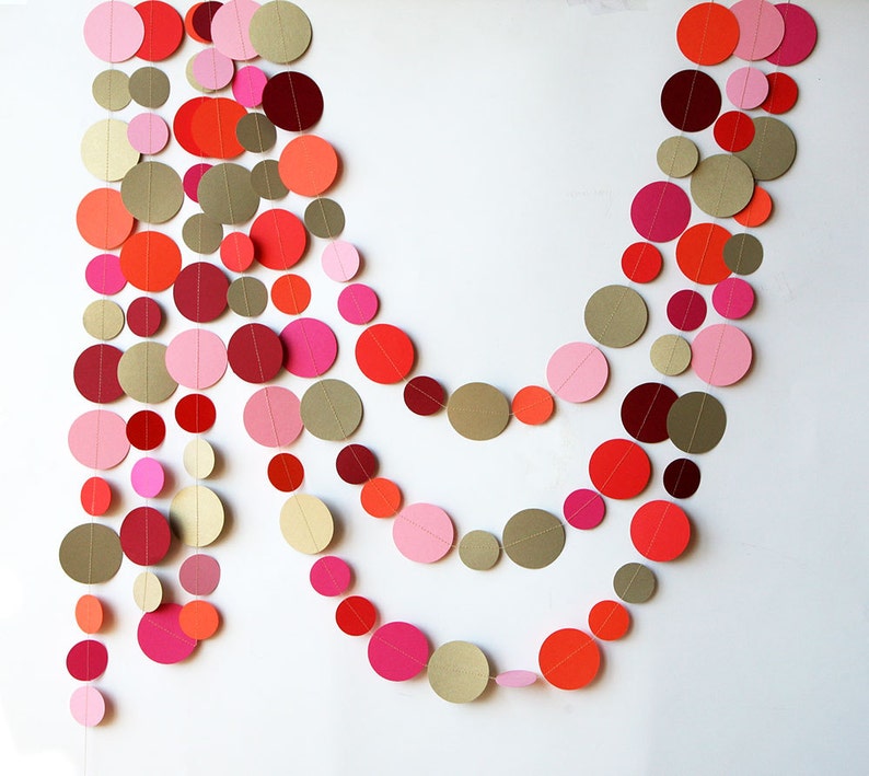 red wedding decor Red Garland Bridal shower decor Red party decorations Wedding garland Wedding decorations Red circle garland