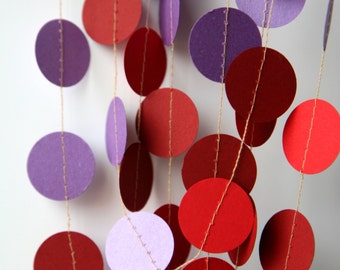 Purple red garland, Paper garland, Dots garland, Radiant orchid red garland, Birthday Decoration, Bridal shower, Nursery decor, KC-1014