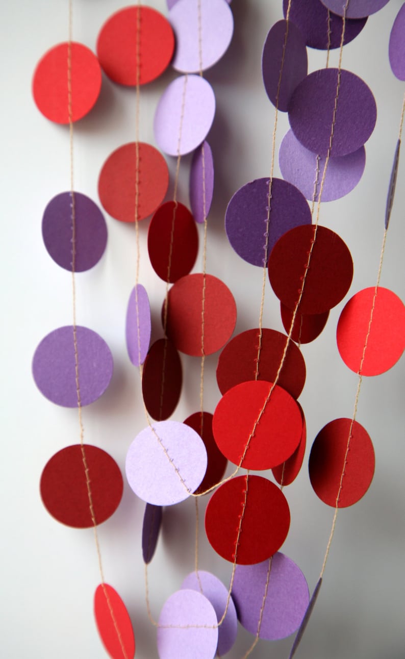 Dots garland Orchid violet purple red garland Nursery decoration Paper garland Birthday Decorations KNMC-114AN Bridal shower