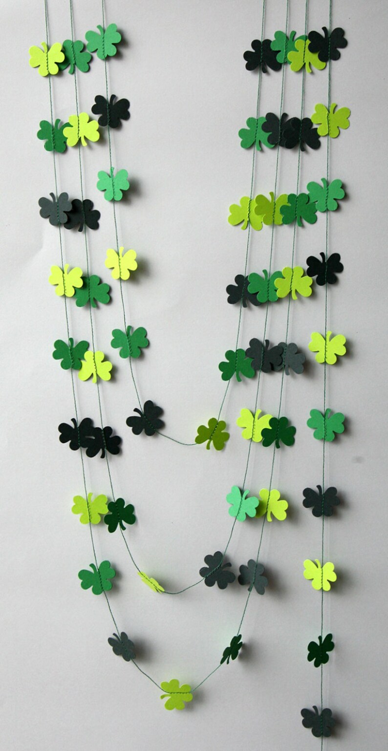 St Patricks Day garland, Clover shamrocks garland, St Patrick's Day banner, Clover decoration, Irish party decor, Irish Wedding, KH-5001 image 3