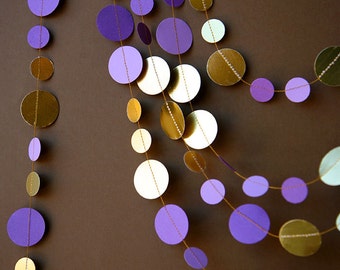 Birthday decoration, Birthday party decor, Bridal shower Party, Purple Gold Party, Birthday decor, Shimmer garland, Paper garland, KMCG-8502