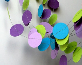 Mermaid party decoration - Purple, lilac, blue turquoise and lime green - Birthday decoration - Paper garland - Mermaid birthday, KC-1019