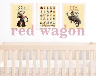 Custom Letter Alphabet Flashcard Retro Vintage A4 8x10 sized 3 print set