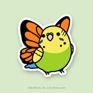 Magical Chubby Bird Matcha the Fairy Budgie 3.5" Sticker [Outdoor Quality]