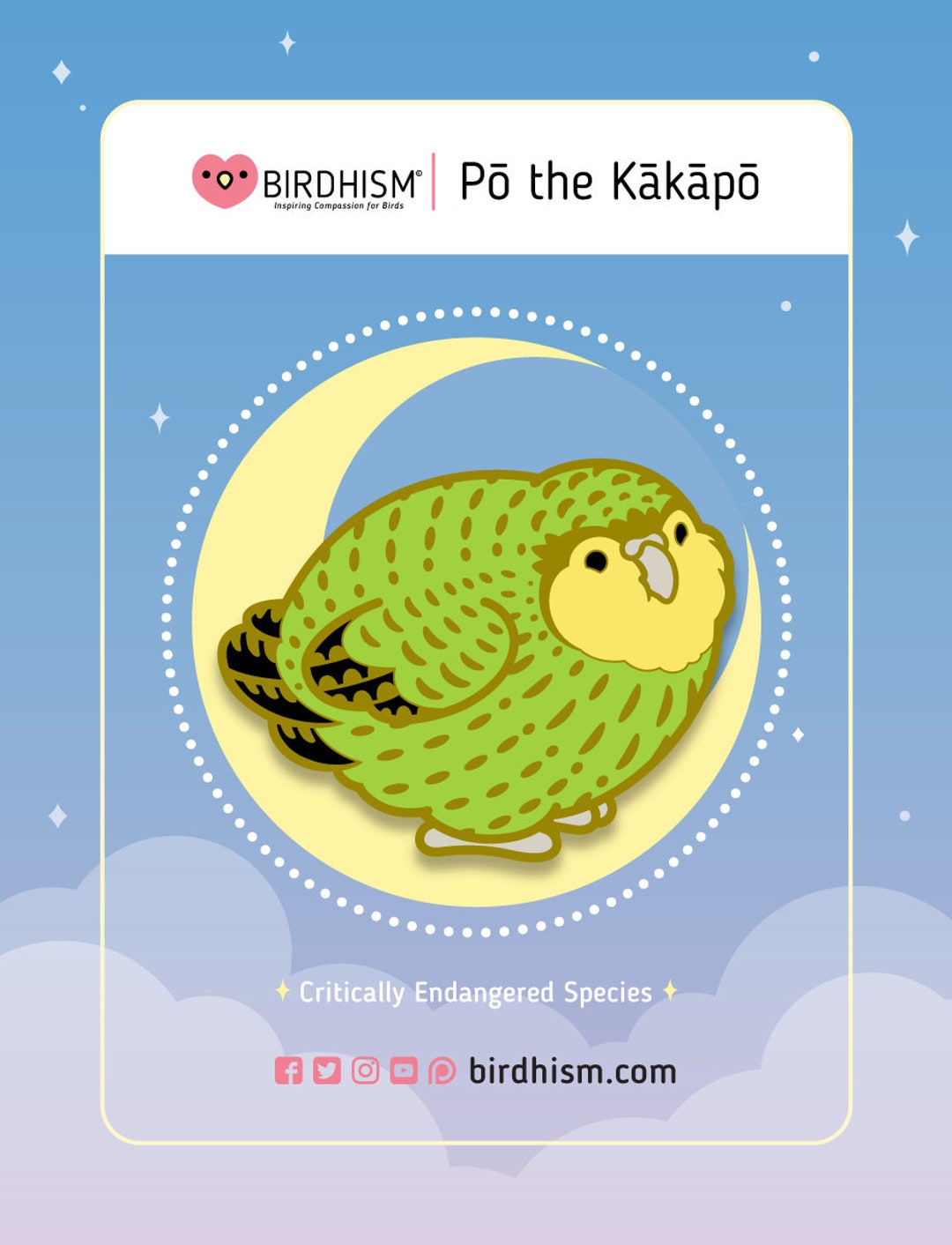 Po the Kakapo Hard Enamel Pins