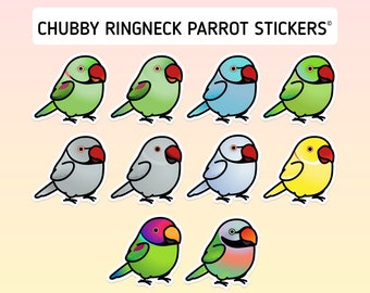 Chubby Indian Ringneck Parakeet Lutino Yellow 3.5" Sticker [Outdoor Quality]