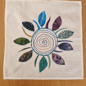 Hand Embroidered Fiber Art Wall Hanging: Abstract Textile Decor