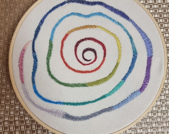 Rainbow Hand Embroidered Hoop Art Wall Décor, Finished Hoop Art, Housewarming gift Wall Hanging