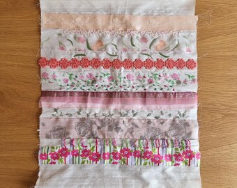 Rose Abstract Embroidery Wall Art: Fiber Art Ribbon Decor