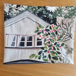 House Embroidered Art, Embroidery Painting Wall Décor, Wall Hanging for Living Room