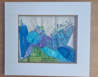 Abstrakte Stoffkunst, Gestickte Wanddekoration, Handgemacht