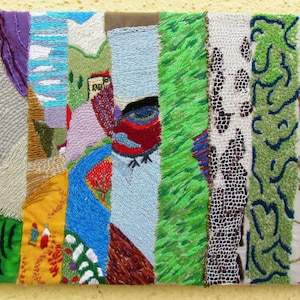 Colorful Abstract Embroidery Artwork Wall Décor, Hand Embroidery Painting, Embroidery art Wall Hanging