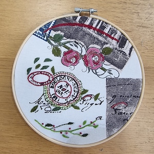 Abstract Hand Embroidered Hoop Art, Flowers Wall Décor, Hand Embroidered Wall Art, Hoop Art Embroidery