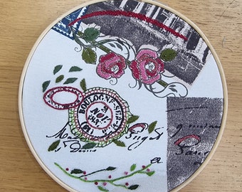 Floral Hand Embroidered Hoop Art, Wall Decor