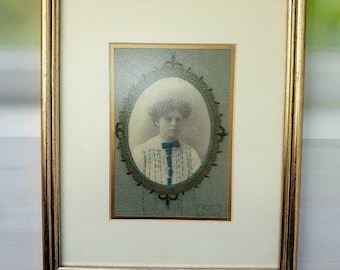 Vintage photo embroidery of woman wall art décor