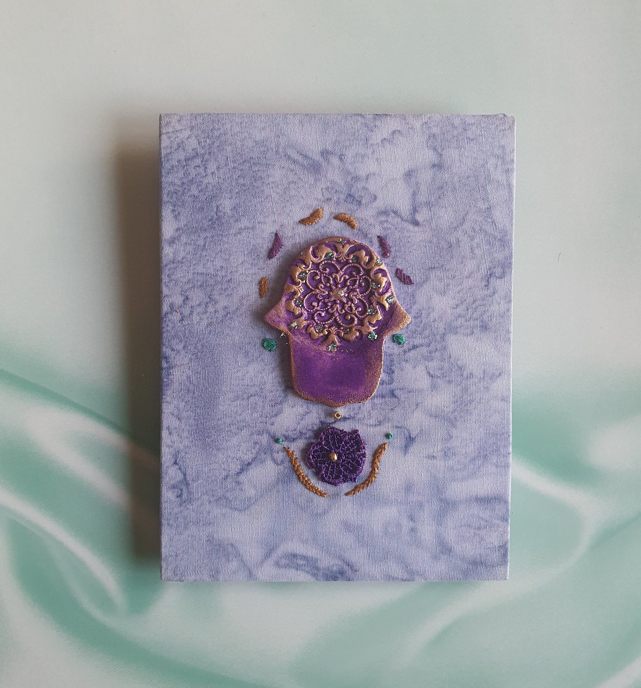 Purple Hamsa Wall Art: Handmade Israeli Judaica Decor