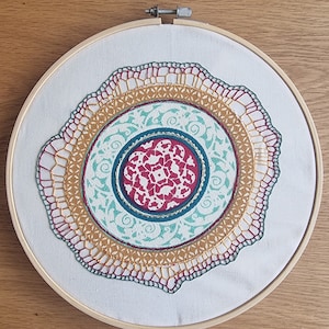 Abstract Hand Embroidery Wall Hanging Finished Hoop Art Wall Décor
