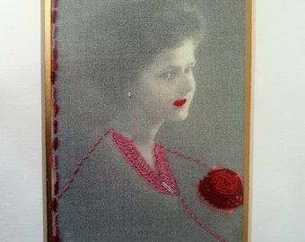 Vintage Embroidery Photo Art Wall Hanging