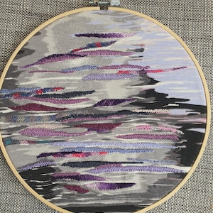 Abstract Waves Hand Embroidered Hoop Art, Abstract Wall Hanging, Embroidery Painting, House warming Gift
