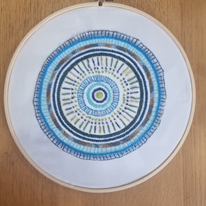 Abstract Hand Embroidered Hoop Art, Colorful Wall Décor, Hand Embroidered Wall Art, Finished Hoop Art Embroidery colorful Mandala